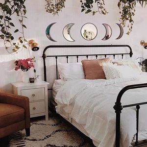 5 Pieces Boho Moon Phases Mirror Set Wall Decor